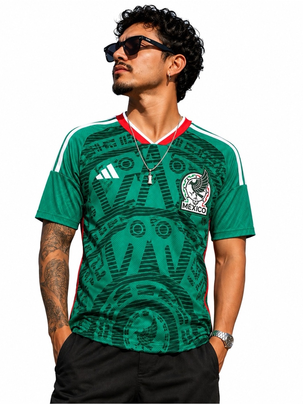 Unisex Adidas Mexico Green Aztec Soccer Jersey